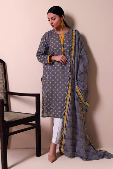 L22105 Grey Khaadi Online Spring Summer 2022